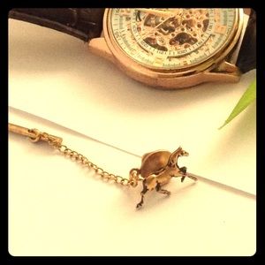 Vintage Horse Tie Tack,Gold Tone Pin